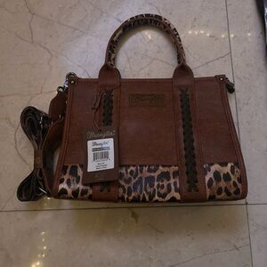 Wrangler Tan and Leopard Women's Satchel